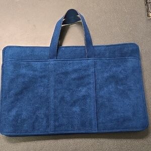 Tommy Hilfiger Blue Suede Leather Portfolio Bag